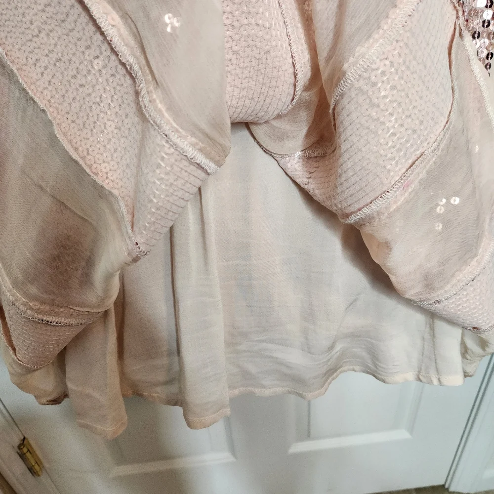 Free People Sequin Rose Pink Mini Dress Party Size XS - Picture 6 of 13